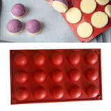 Semi Sphere Mold 15 Holes Silicone Semicircle Baking Mold for Cake Chocolate Mousse
