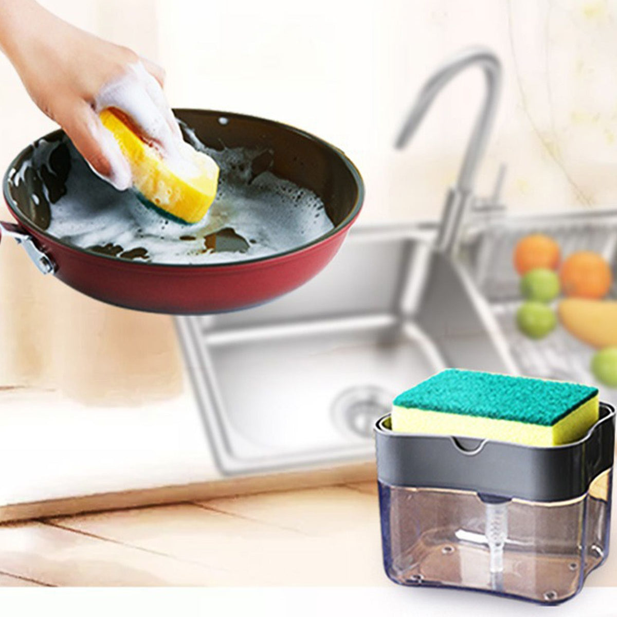 Detergent Liquid Press Dispenser Box Dishwashing Soap Automatic Outlet Kitchen Supplies