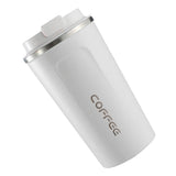 Smart Temperature Display Coffee Cup Portable 304 Stainless Steel Insulation Cup Simple Style Pure Color Generation 2nd White 380ml - Top-Down View
