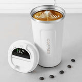 Smart Temperature Display Coffee Cup Portable 304 Stainless Steel Insulation Cup Simple Style Pure Color Generation 2nd White 380ml - Extra Image