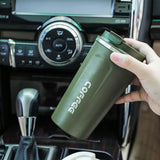 Smart Temperature Display Coffee Cup Portable 304 Stainless Steel Insulation Cup Simple Style Pure Color Generation 2nd Green 510ml - 45-Degree Angle