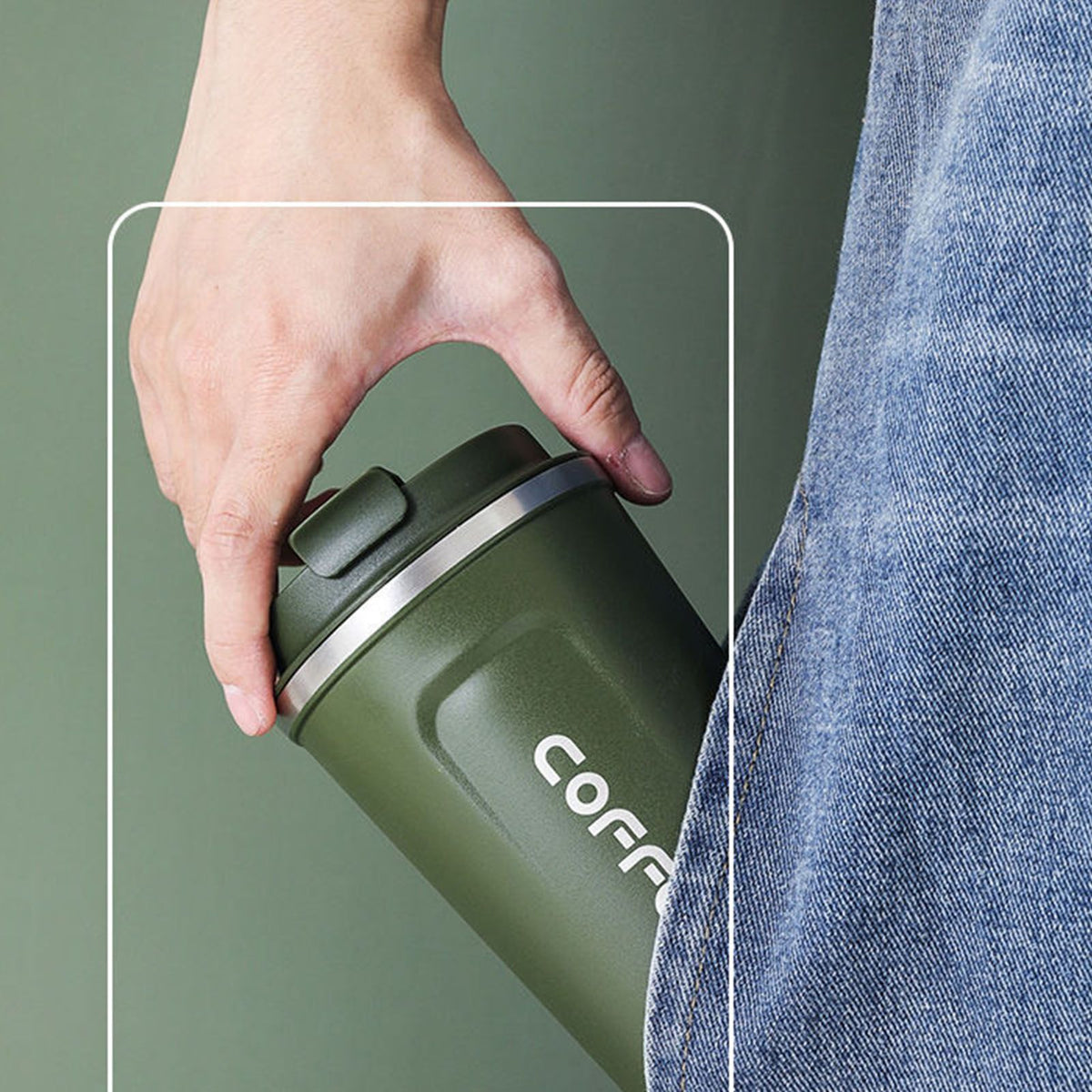 Smart Temperature Display Coffee Cup Portable 304 Stainless Steel Insulation Cup Simple Style Pure Color Generation 2nd Green 510ml