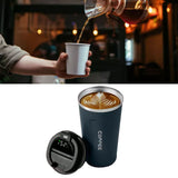 Smart Temperature Display Coffee Cup Portable 304 Stainless Steel Insulation Cup Simple Style Pure Color Generation 2nd Blue 380ml - Rear View