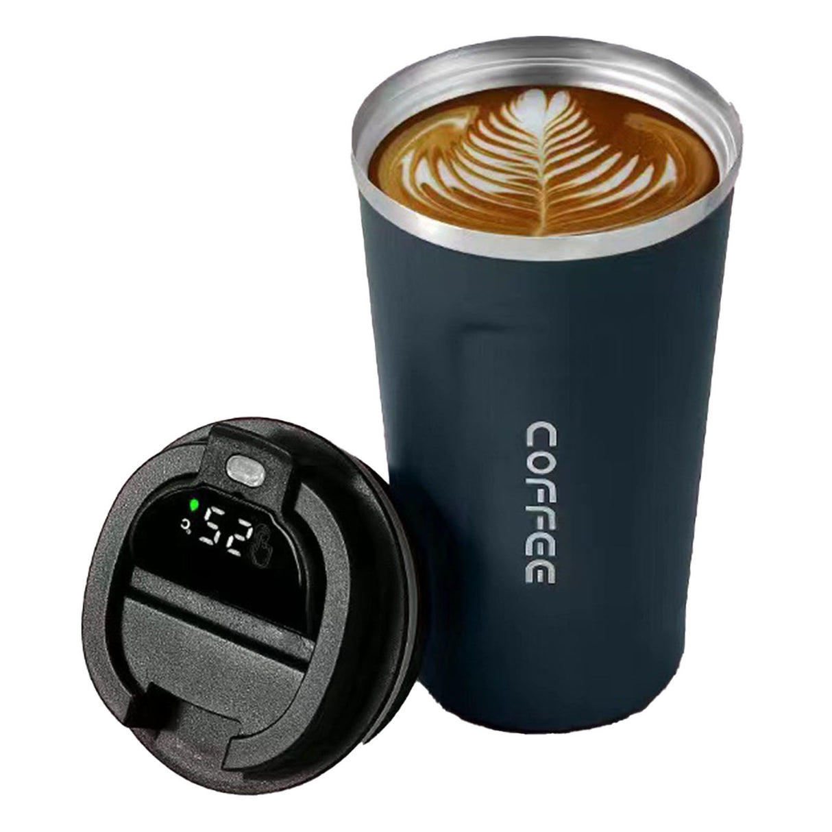 Smart Temperature Display Coffee Cup Portable 304 Stainless Steel Insulation Cup Simple Style Pure Color Generation 2nd Blue 510ml