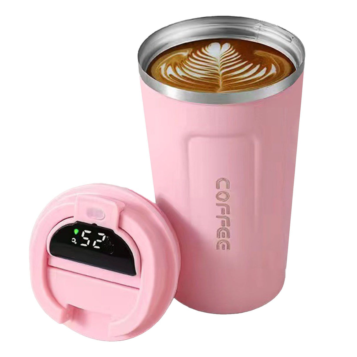 Smart Temperature Display Coffee Cup Portable 304 Stainless Steel Insulation Cup Simple Style Pure Color Generation 2nd Pink 380ml