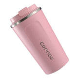 Smart Temperature Display Coffee Cup Portable 304 Stainless Steel Insulation Cup Simple Style Pure Color Generation 2nd Pink 380ml - Top-Down View