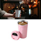 Smart Temperature Display Coffee Cup Portable 304 Stainless Steel Insulation Cup Simple Style Pure Color Generation 2nd Pink 380ml