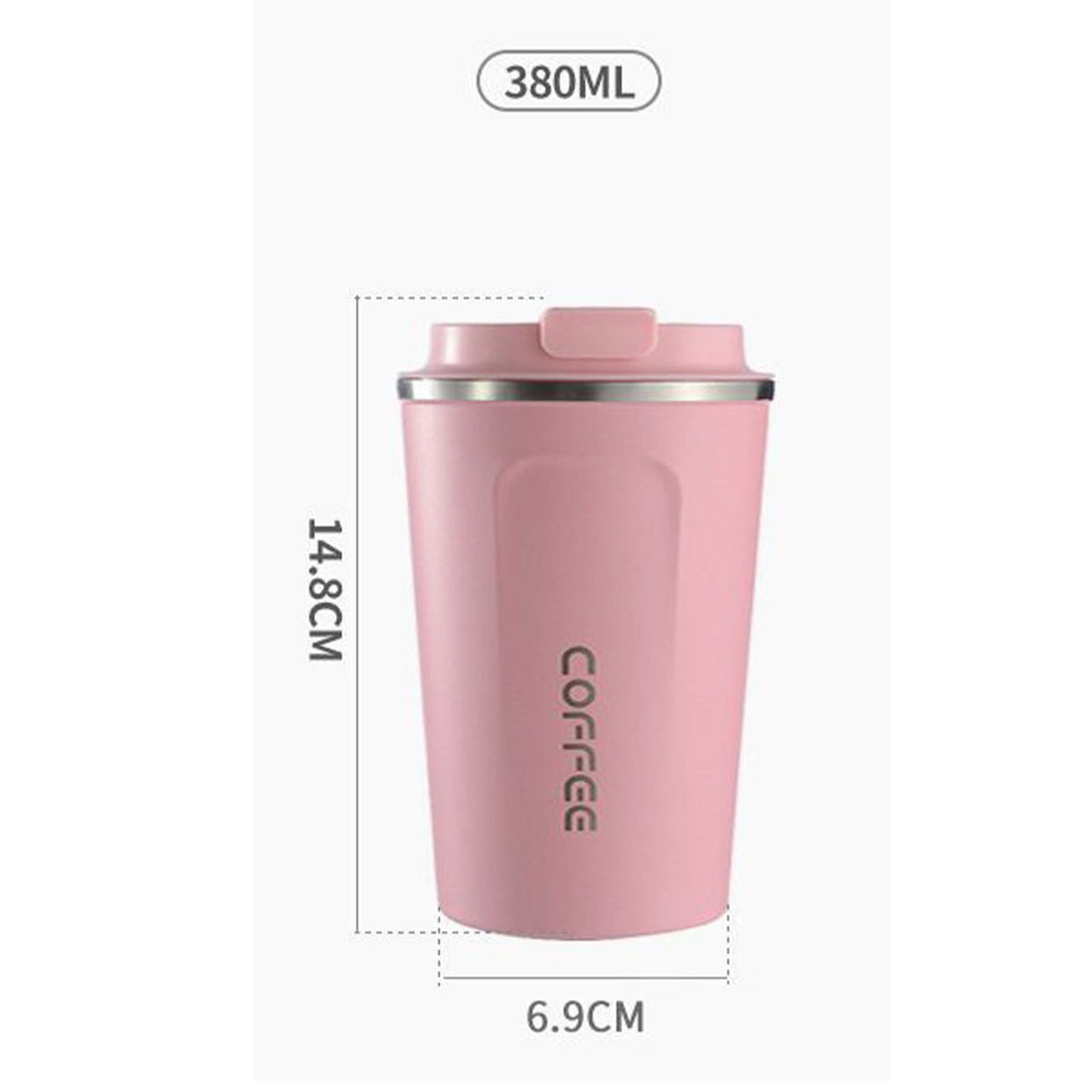 Smart Temperature Display Coffee Cup Portable 304 Stainless Steel Insulation Cup Simple Style Pure Color Generation 2nd Pink 380ml
