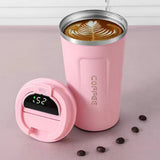 Smart Temperature Display Coffee Cup Portable 304 Stainless Steel Insulation Cup Simple Style Pure Color Generation 2nd Pink 510ml