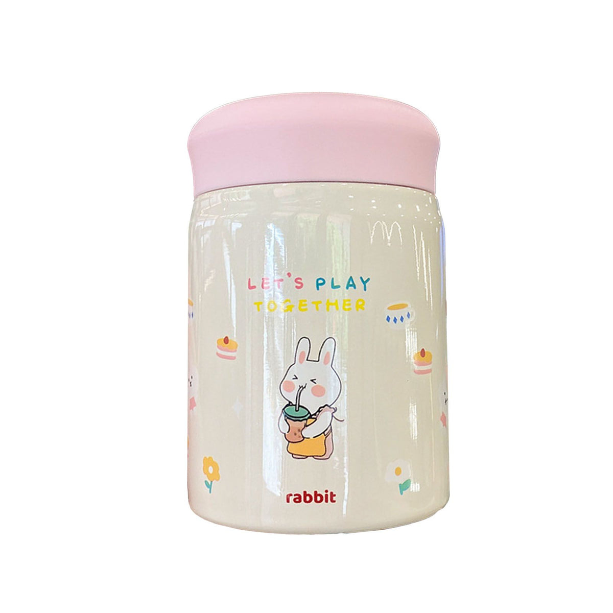 320ml Stainless Steel Insulated Vacuum Food Jar Cup Container with Lid for Outdoor Cartoon Portable Bottle Rabbit