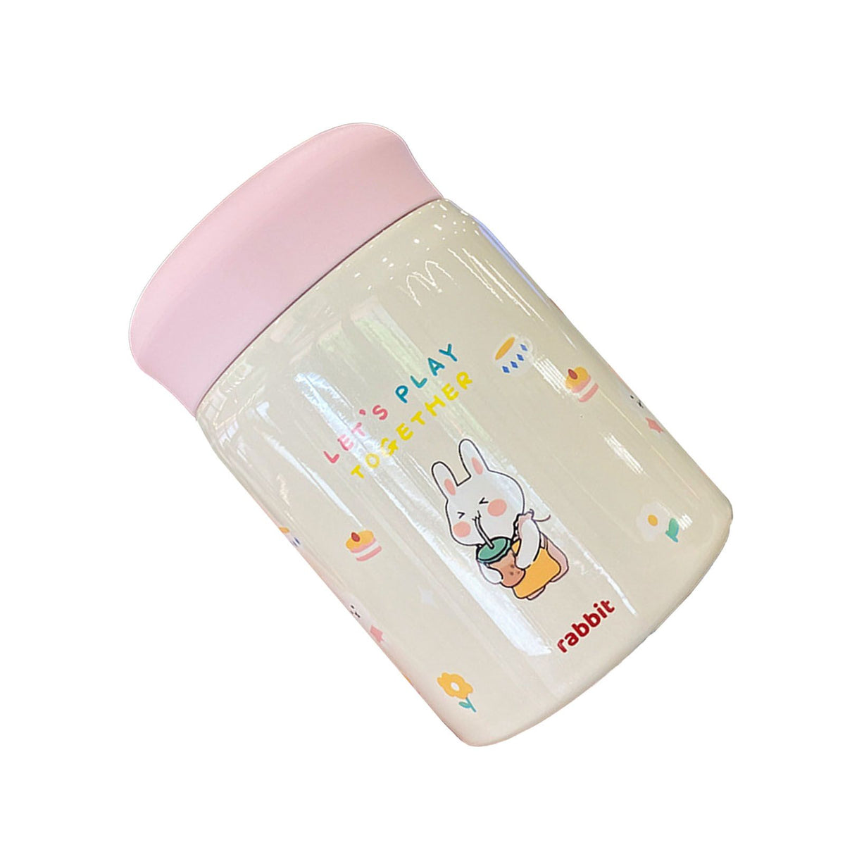 320ml Stainless Steel Insulated Vacuum Food Jar Cup Container with Lid for Outdoor Cartoon Portable Bottle Rabbit