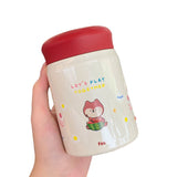 320ml Stainless Steel Insulated Vacuum Food Jar Cup Container with Lid for Outdoor Cartoon Portable Bottle Fox - Top-Down View