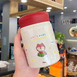 320ml Stainless Steel Insulated Vacuum Food Jar Cup Container with Lid for Outdoor Cartoon Portable Bottle Fox - 45-Degree Angle