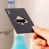 20 Pcs Poker Card Bottle Opener Beer Openers Stainless Steel Black Silver Cup Mat for Wallet Gifts - Rear View
