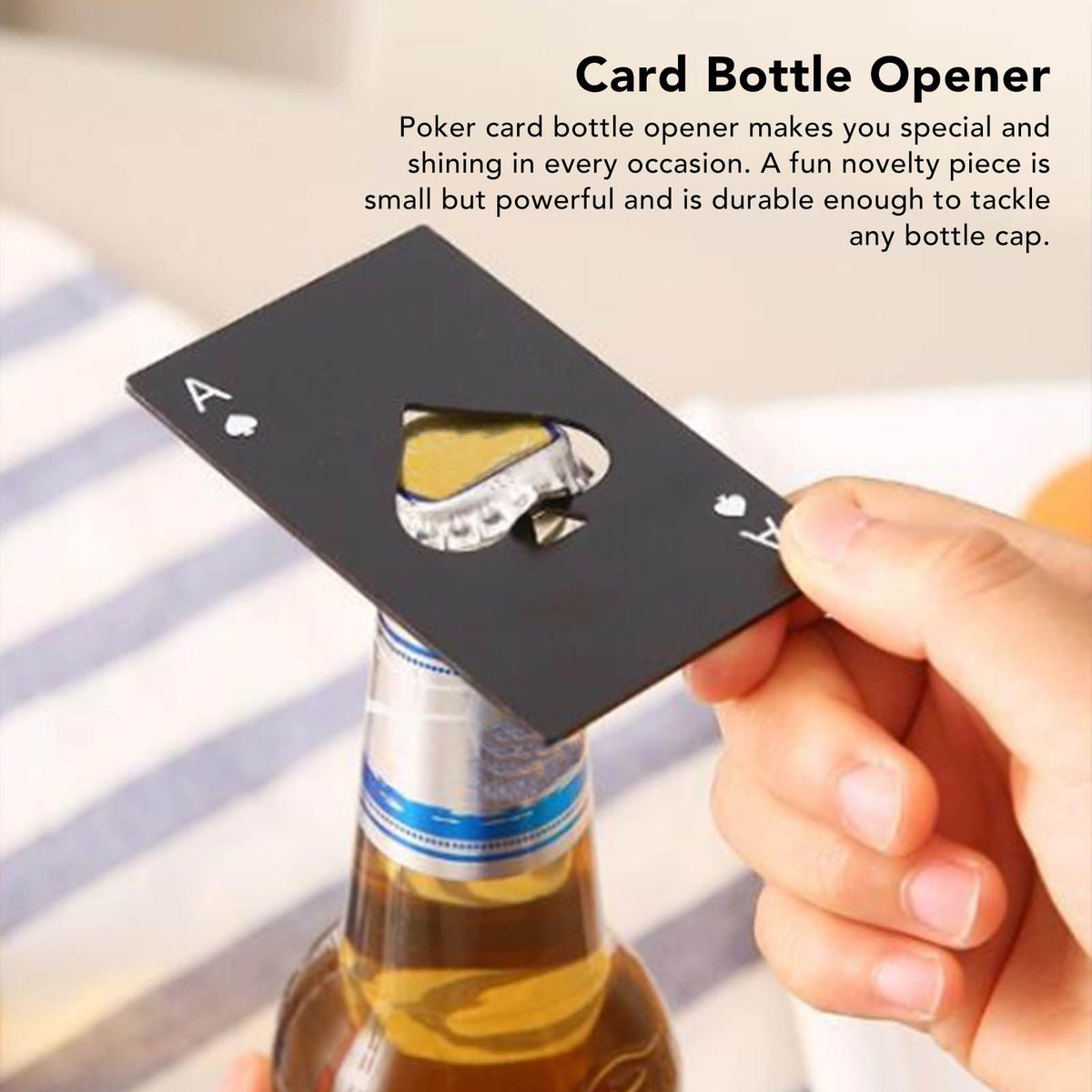 20 Pcs Poker Card Bottle Opener Beer Openers Stainless Steel Black Silver Cup Mat for Wallet Gifts