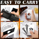 20 Pcs Poker Card Bottle Opener Beer Openers Stainless Steel Black Silver Cup Mat for Wallet Gifts