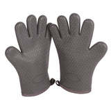 Heat Resistant Gloves Grilling Gloves Anti Scalding Silicone Oven Gloves for Kitchen Cooking Baking - Rear View