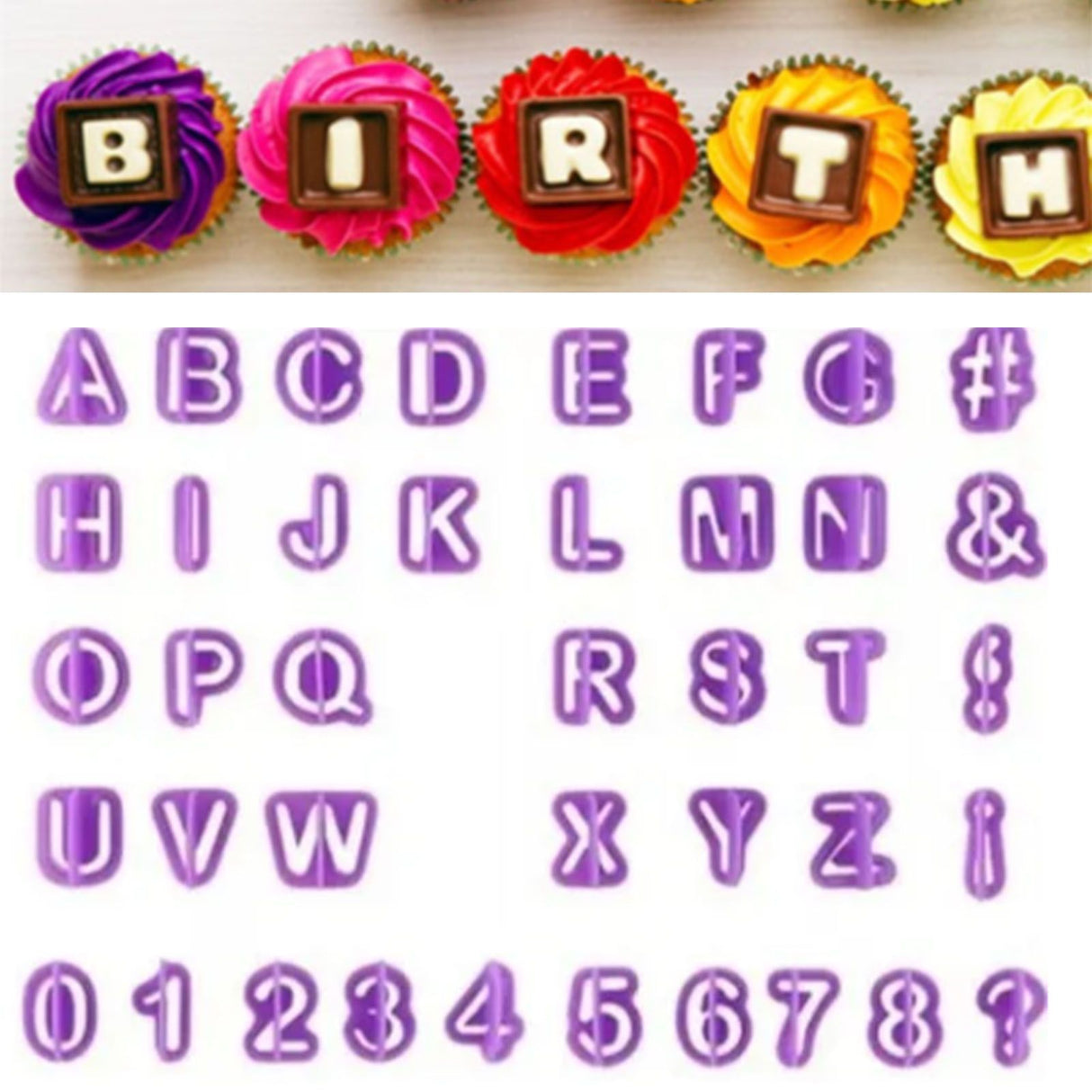 40pcs Numeral Alphabetic Cake Stencils Semiotic Food Grade Plastic Cake Topper Decorative Fillings for Home Baking