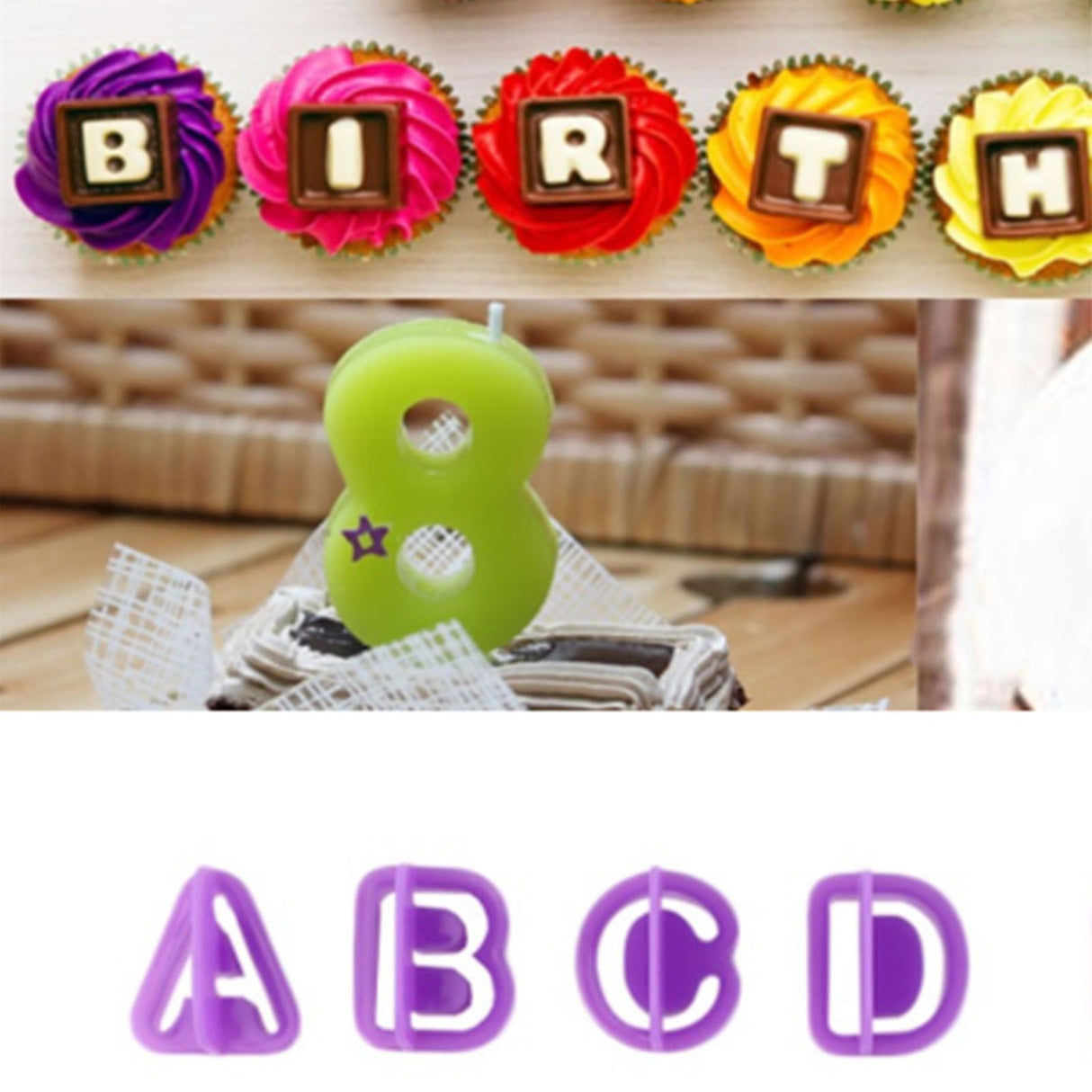 40pcs Numeral Alphabetic Cake Stencils Semiotic Food Grade Plastic Cake Topper Decorative Fillings for Home Baking