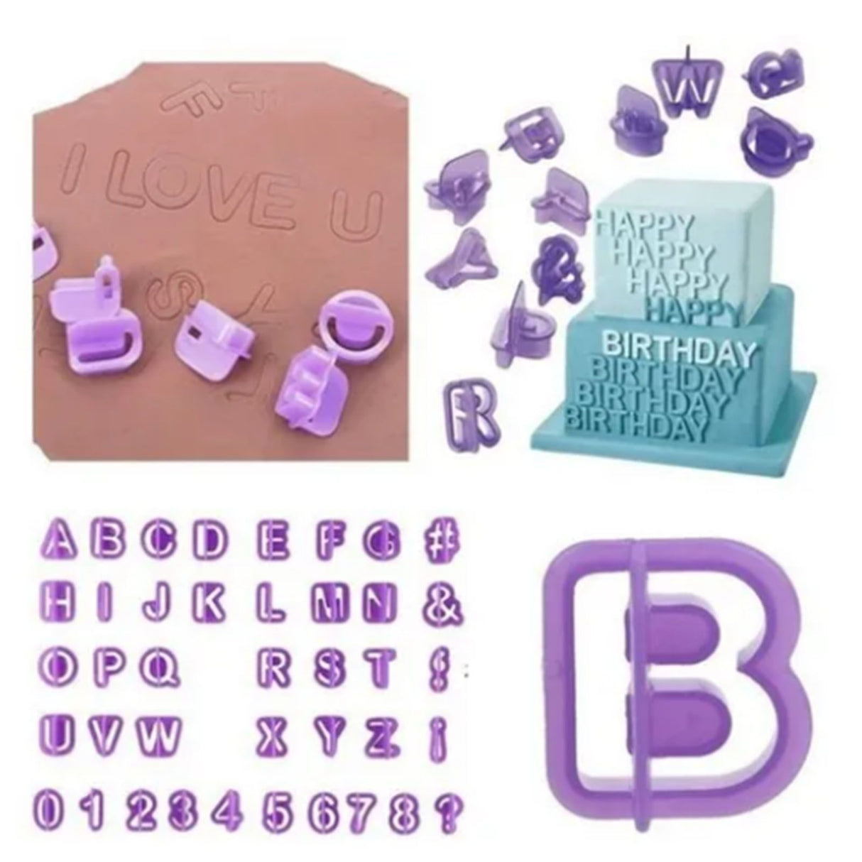 40pcs Numeral Alphabetic Cake Stencils Semiotic Food Grade Plastic Cake Topper Decorative Fillings for Home Baking