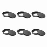 6Pcs 3in Quiche Pan Food Grade Prevents Sticking Carbon Steel Tart Pan with Removable Bottom for Baking Cakes Cheesecakes