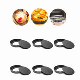 6Pcs 3in Quiche Pan Food Grade Prevents Sticking Carbon Steel Tart Pan with Removable Bottom for Baking Cakes Cheesecakes