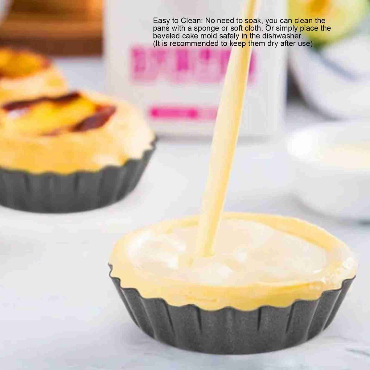 6Pcs 3in Quiche Pan Food Grade Prevents Sticking Carbon Steel Tart Pan with Removable Bottom for Baking Cakes Cheesecakes