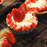 6Pcs 3in Quiche Pan Food Grade Prevents Sticking Carbon Steel Tart Pan with Removable Bottom for Baking Cakes Cheesecakes