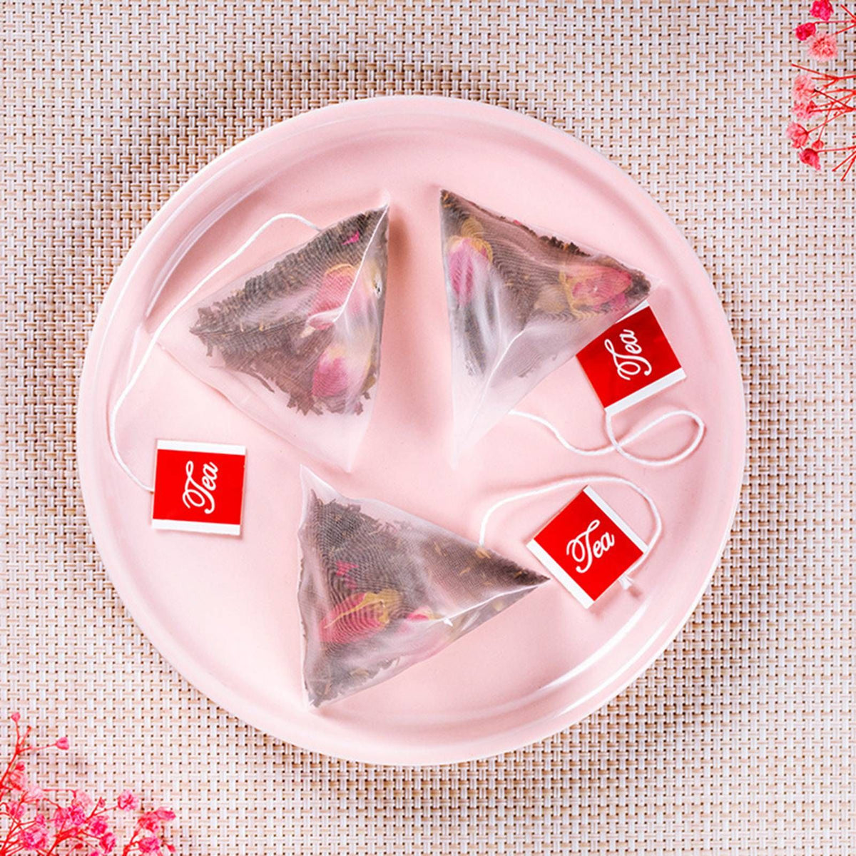 Rose Black Tea 30 Triangular Bags Boiling Water Brewing Portable Flower Tea for Women Girls