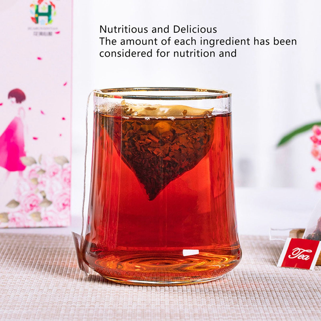 Rose Black Tea 30 Triangular Bags Boiling Water Brewing Portable Flower Tea for Women Girls
