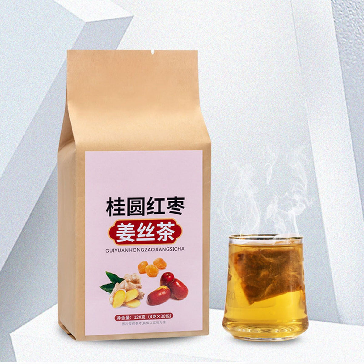 30 Count Longan Jujuba Ginger Tea Healthy Herbal Wolfberry Rose Tea Bags for Women 120g