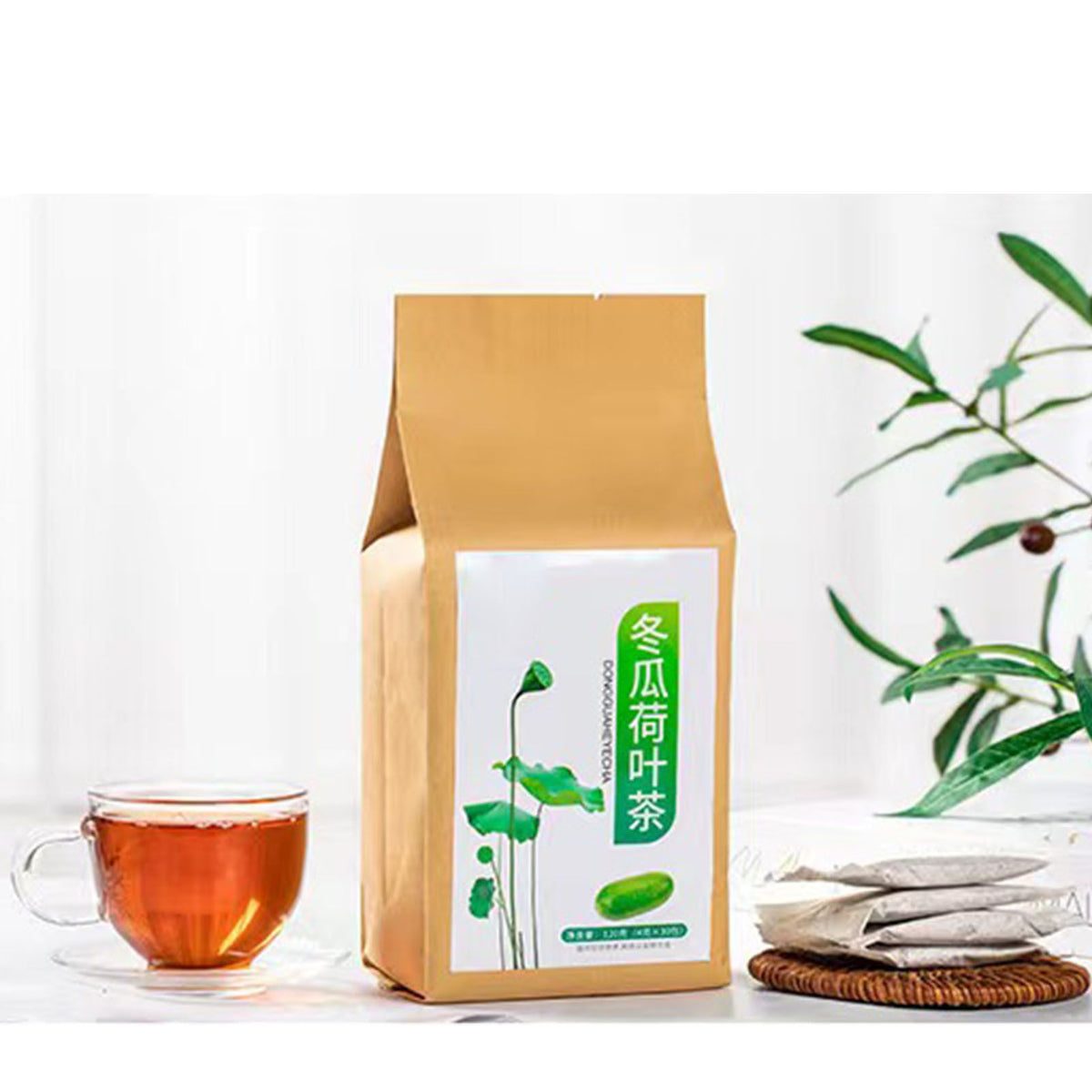 Natural Tea Winter Melon Lotus Leaf Cassia Seed Hawthorn Double Red Rose Licorice Orange Peel Barley 120g 30 Counts