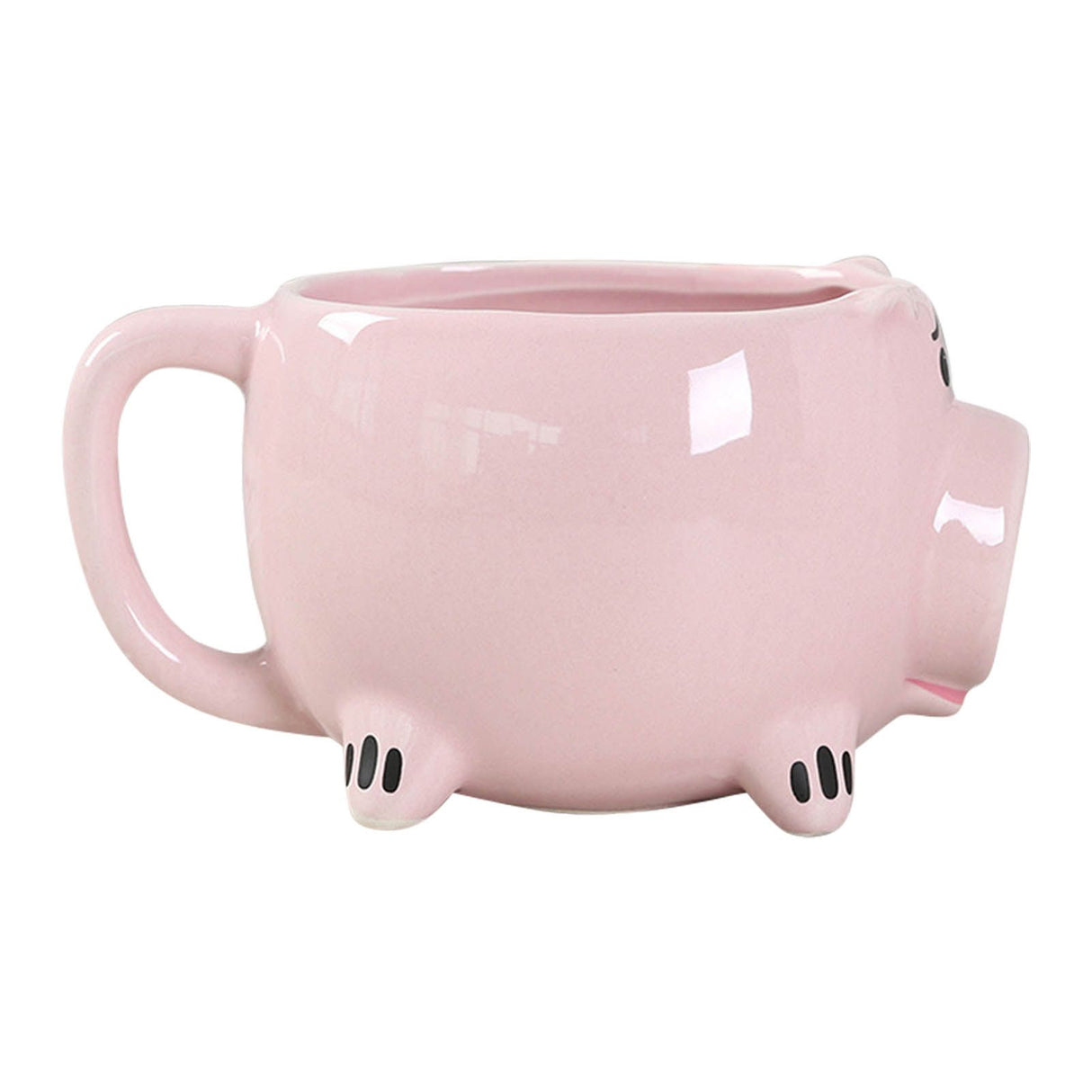 Ceramic Coffee Mug Wide Mouth Piggy Cute Water Cup with Handle for Home Cafe Office Pink