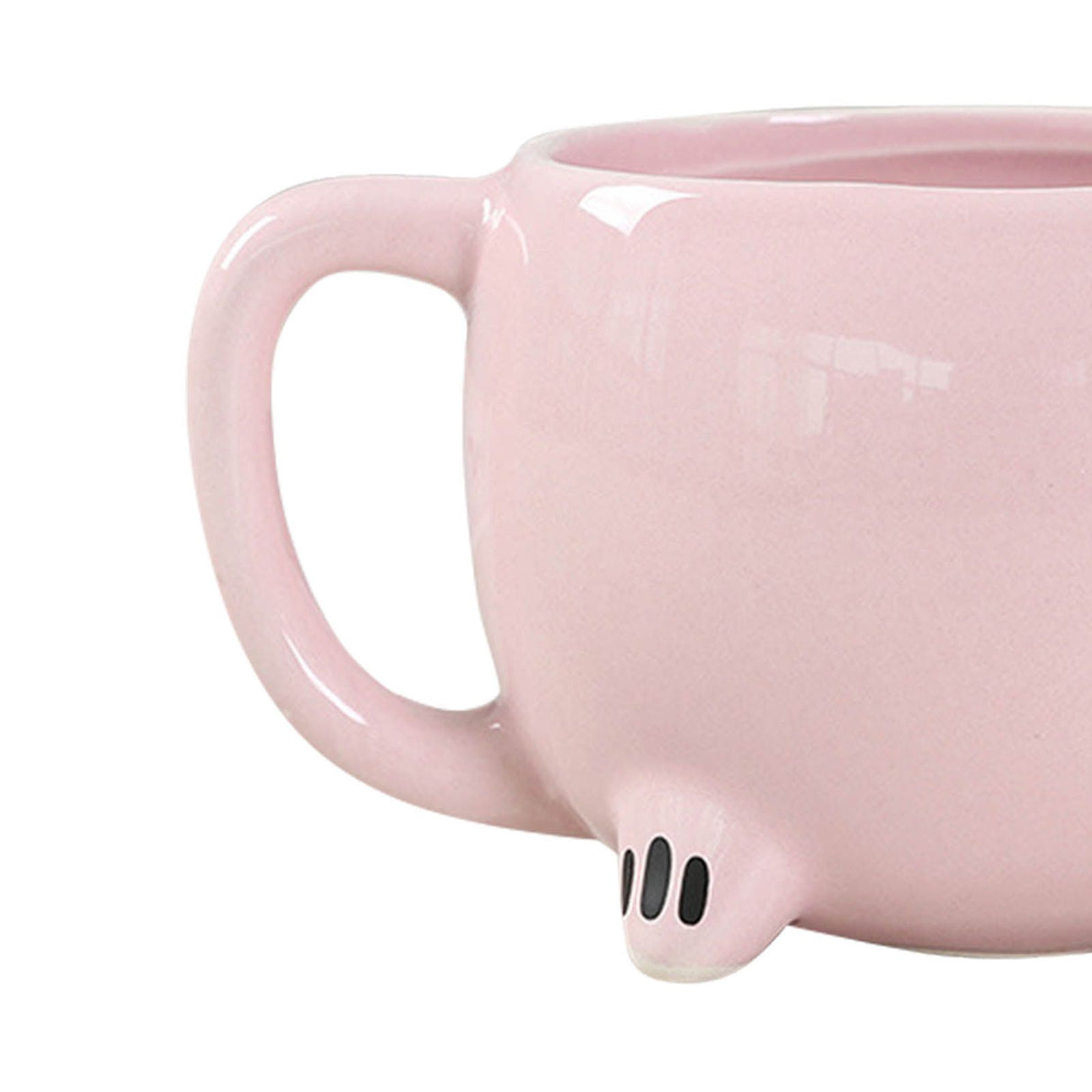 Ceramic Coffee Mug Wide Mouth Piggy Cute Water Cup with Handle for Home Cafe Office Pink