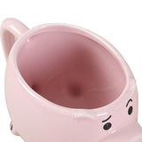 Ceramic Coffee Mug Wide Mouth Piggy Cute Water Cup with Handle for Home Cafe Office Pink