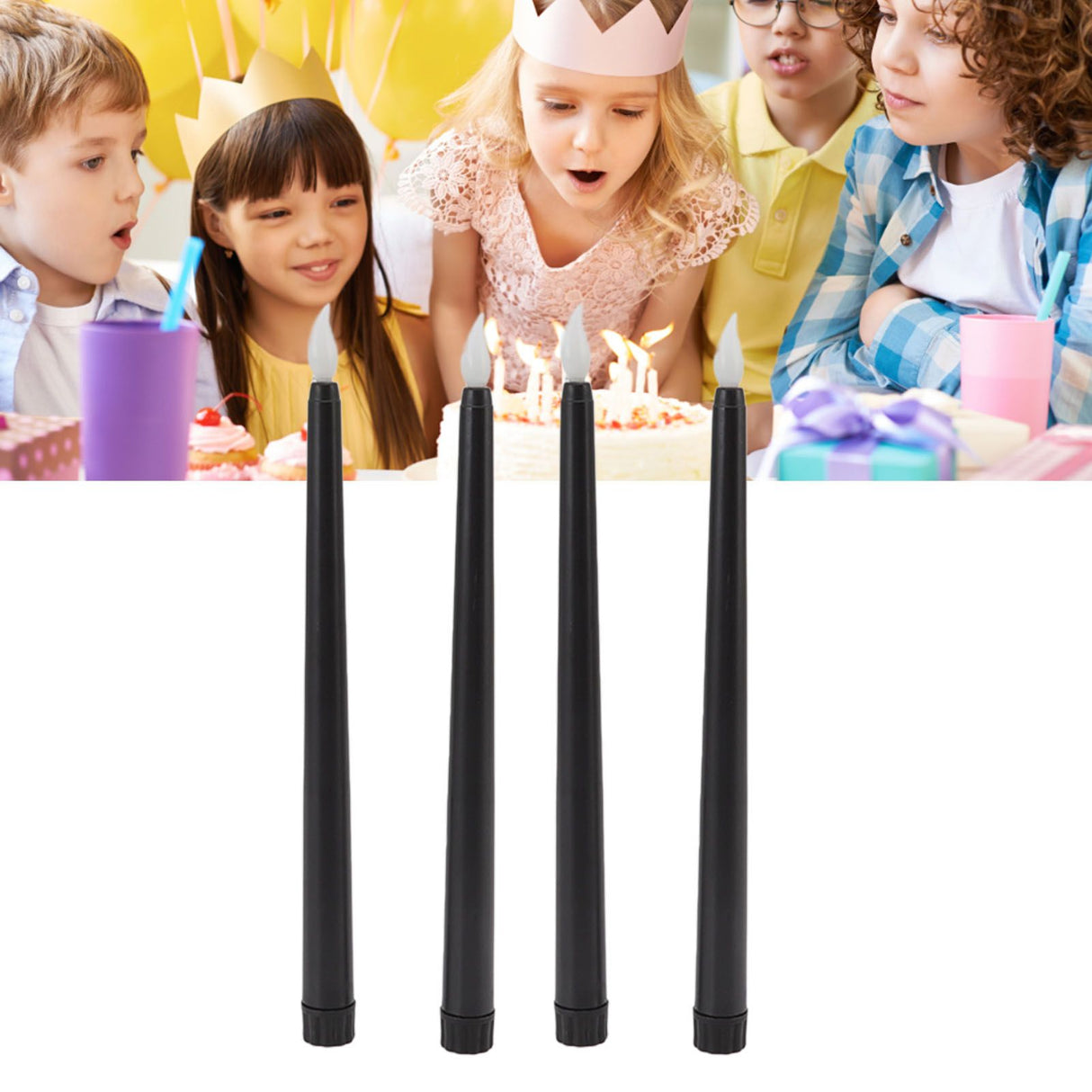 4 Pcs LED Candles Smoke Free Flameless Safe Environmentally Friendly Warm Light Electric LED Taper Candle Black