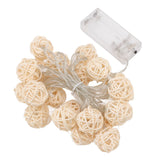 3m Rattan Ball Lantern String Lights 20 Globe Rattan Balls Battery Powered for Wedding Birthdays Decoration