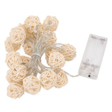 3m Rattan Ball Lantern String Lights 20 Globe Rattan Balls Battery Powered for Wedding Birthdays Decoration - Top-Down View