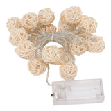 3m Rattan Ball Lantern String Lights 20 Globe Rattan Balls Battery Powered for Wedding Birthdays Decoration - Rear View
