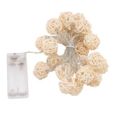 3m Rattan Ball Lantern String Lights 20 Globe Rattan Balls Battery Powered for Wedding Birthdays Decoration