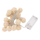3m Rattan Ball Lantern String Lights 20 Globe Rattan Balls Battery Powered for Wedding Birthdays Decoration