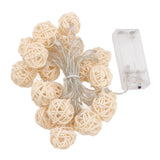 3m Rattan Ball Lantern String Lights 20 Globe Rattan Balls Battery Powered for Wedding Birthdays Decoration