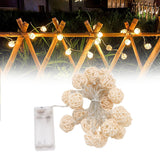 3m Rattan Ball Lantern String Lights 20 Globe Rattan Balls Battery Powered for Wedding Birthdays Decoration