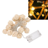3m Rattan Ball Lantern String Lights 20 Globe Rattan Balls Battery Powered for Wedding Birthdays Decoration - Extra Image
