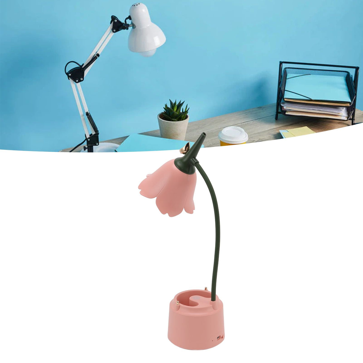 5V 3W Table Lamp USB Flowers and Birds Designed Folding Energy Saving Eye Protection Reading Light for Bedroom GL562 Pink