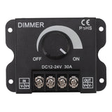 LED Dimmer Single Channel PWM Lighting Stepless Dimming Controller for 5050 3528 Single Color Light Strips DC 12V‑24V 30A