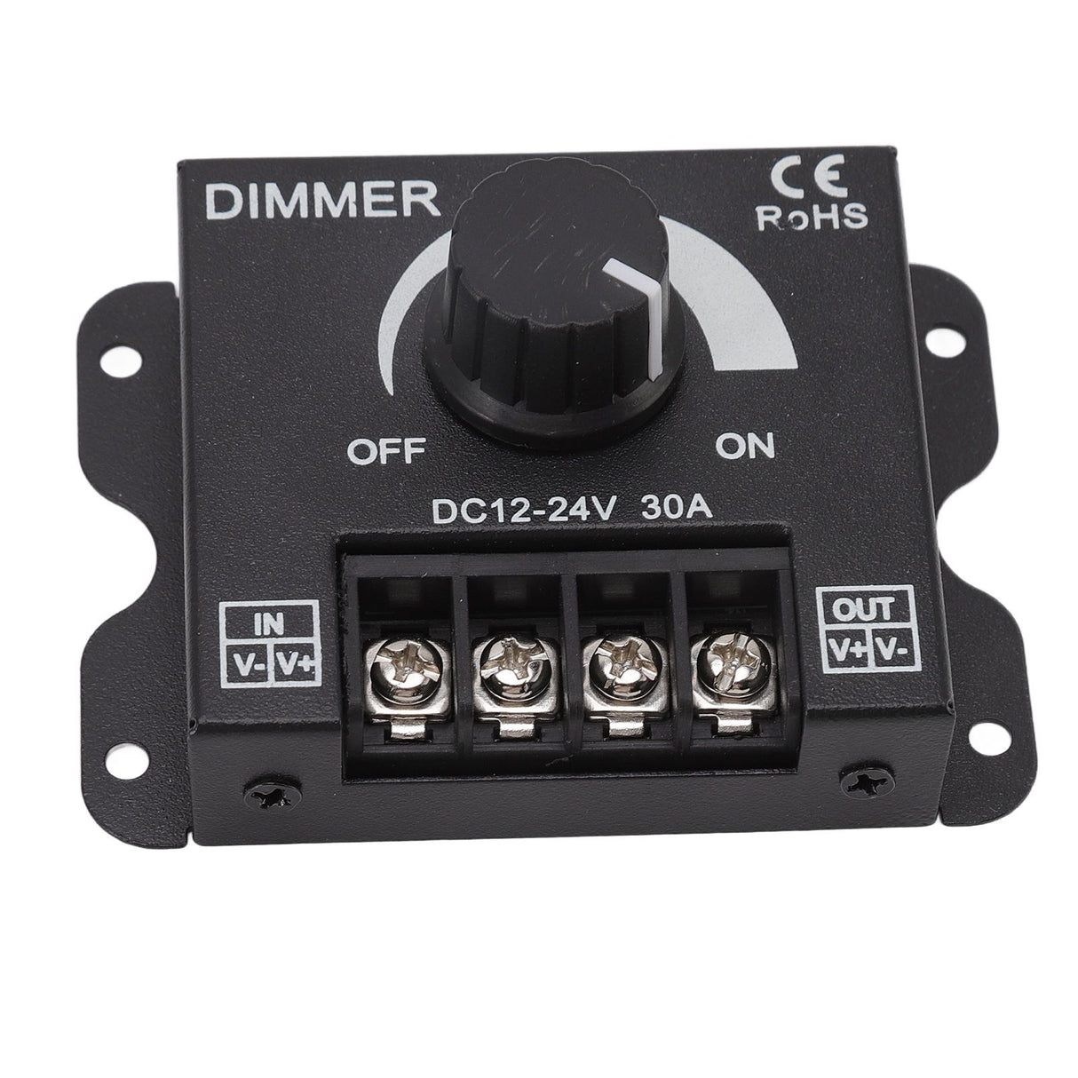 LED Dimmer Single Channel PWM Lighting Stepless Dimming Controller for 5050 3528 Single Color Light Strips DC 12V‑24V 30A