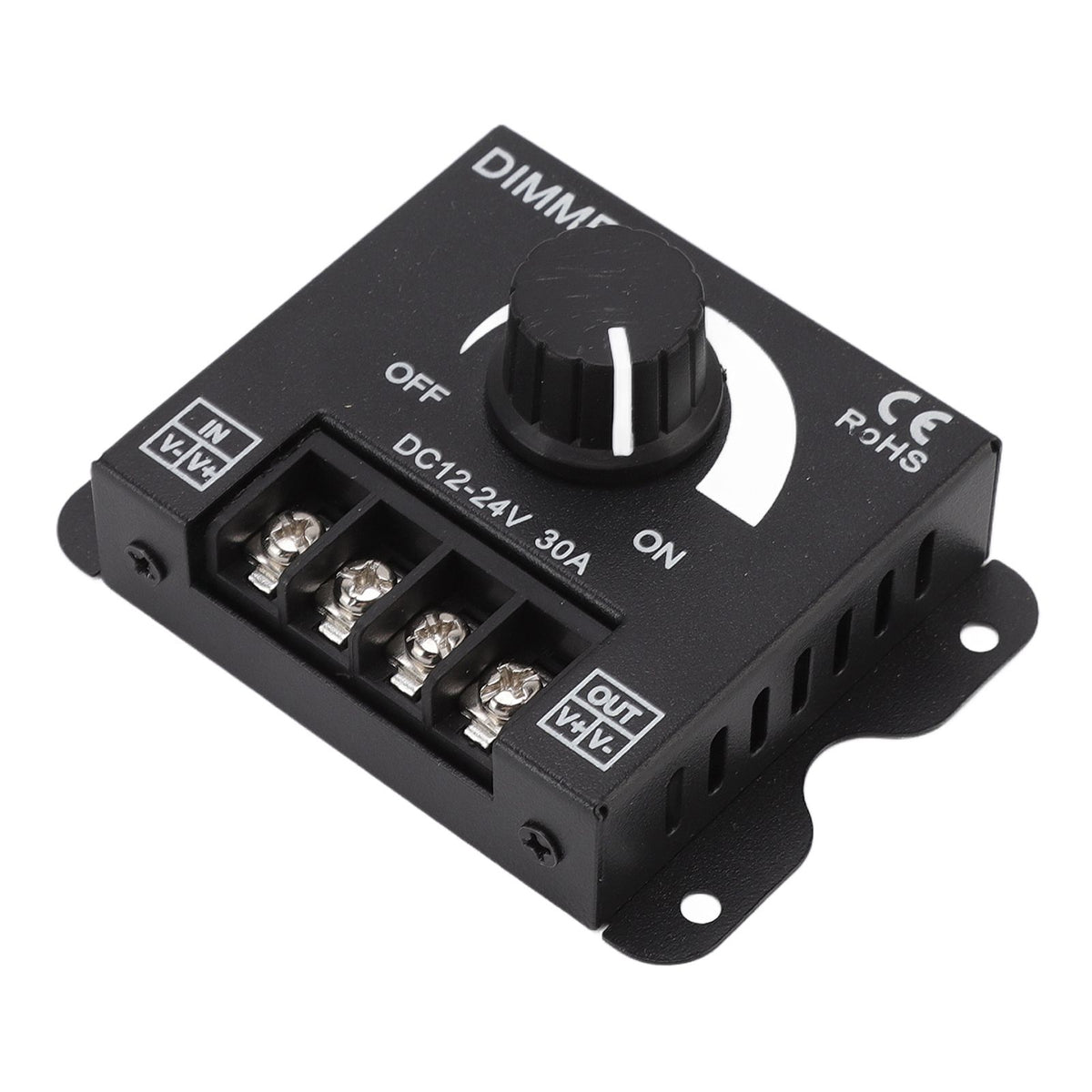 LED Dimmer Single Channel PWM Lighting Stepless Dimming Controller for 5050 3528 Single Color Light Strips DC 12V‑24V 30A