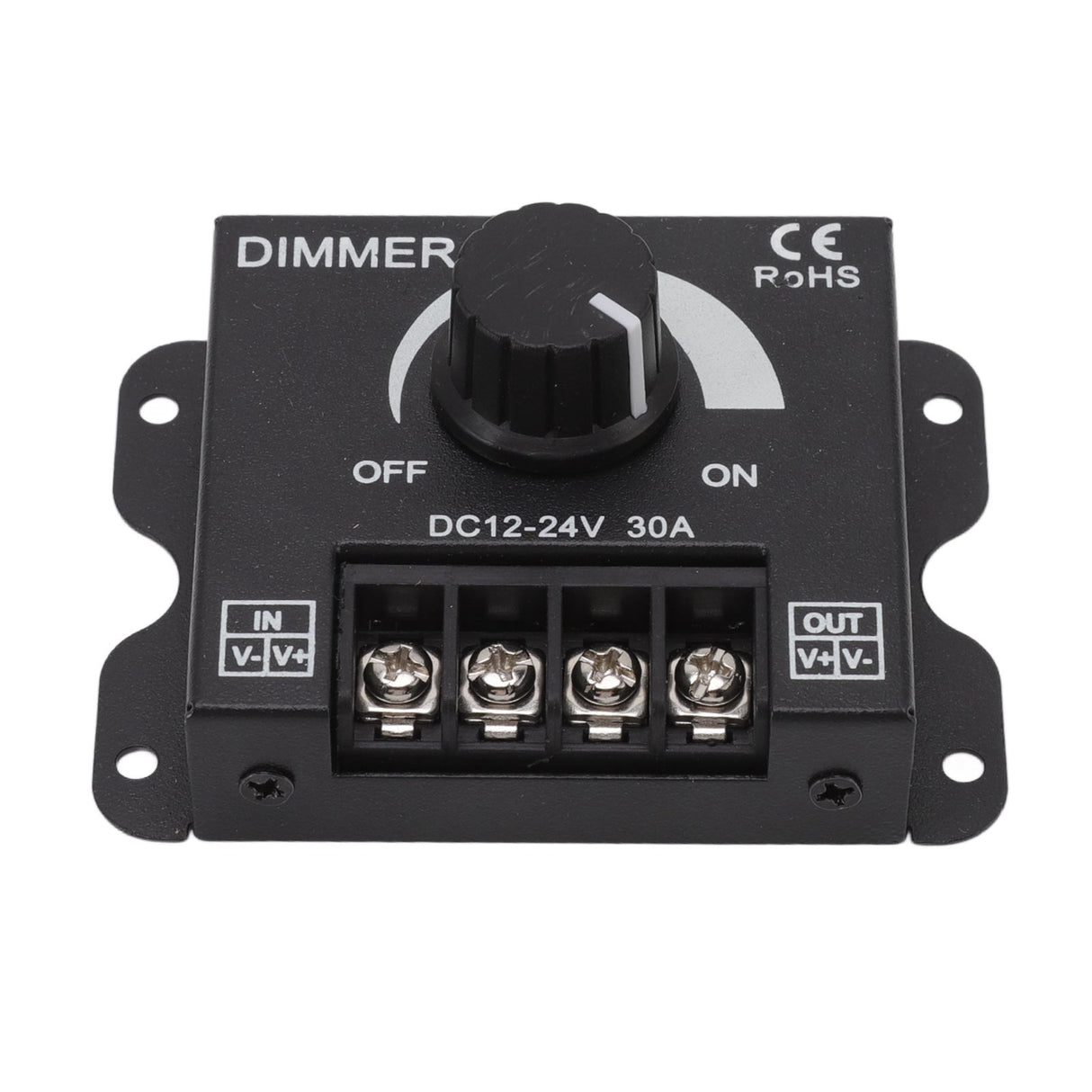 LED Dimmer Single Channel PWM Lighting Stepless Dimming Controller for 5050 3528 Single Color Light Strips DC 12V‑24V 30A