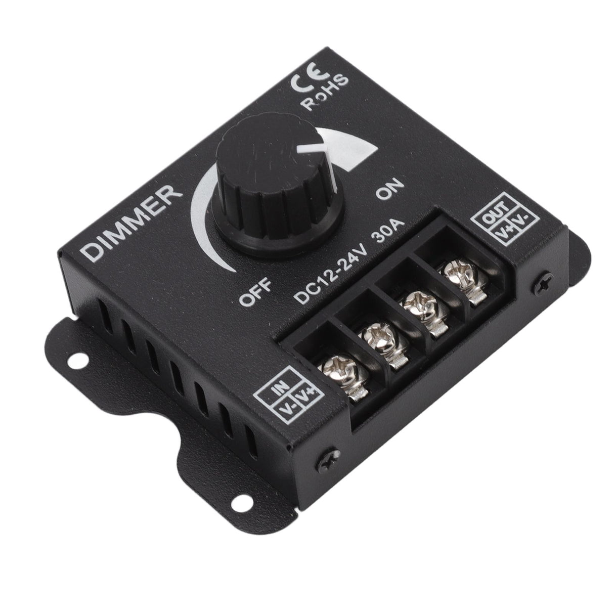 LED Dimmer Single Channel PWM Lighting Stepless Dimming Controller for 5050 3528 Single Color Light Strips DC 12V‑24V 30A